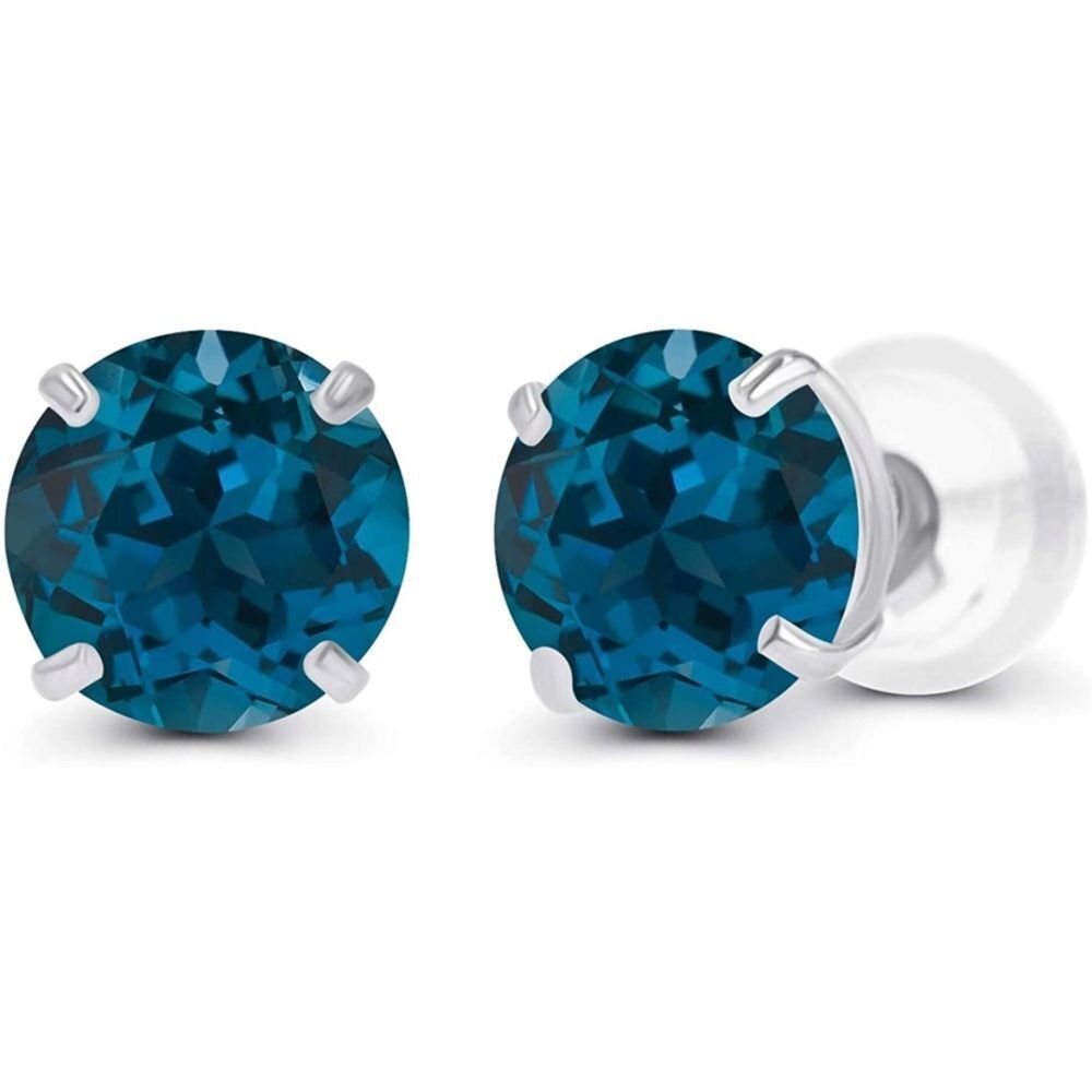 14k Gold London Blue Topaz Earrings 2 cttw